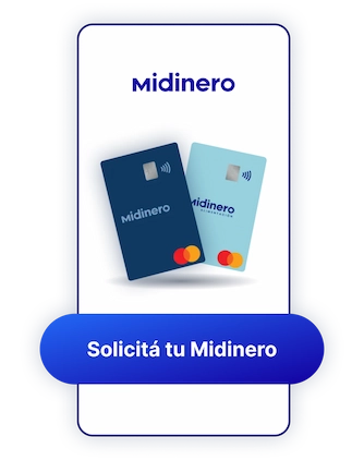 Pantalla principal de Midinero App, con botón destacado de registro