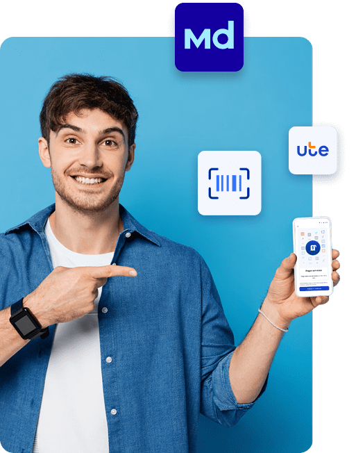 Hombre utilizando Midinero App para pagar servicios